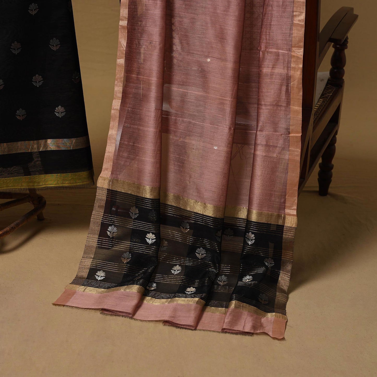 Handloom zari buti chanderi silk 2pc unstitched dress