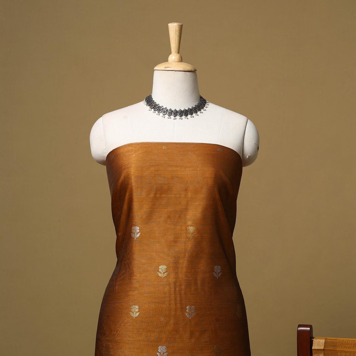 Handloom zari buti chanderi silk 2pc unstitched dress