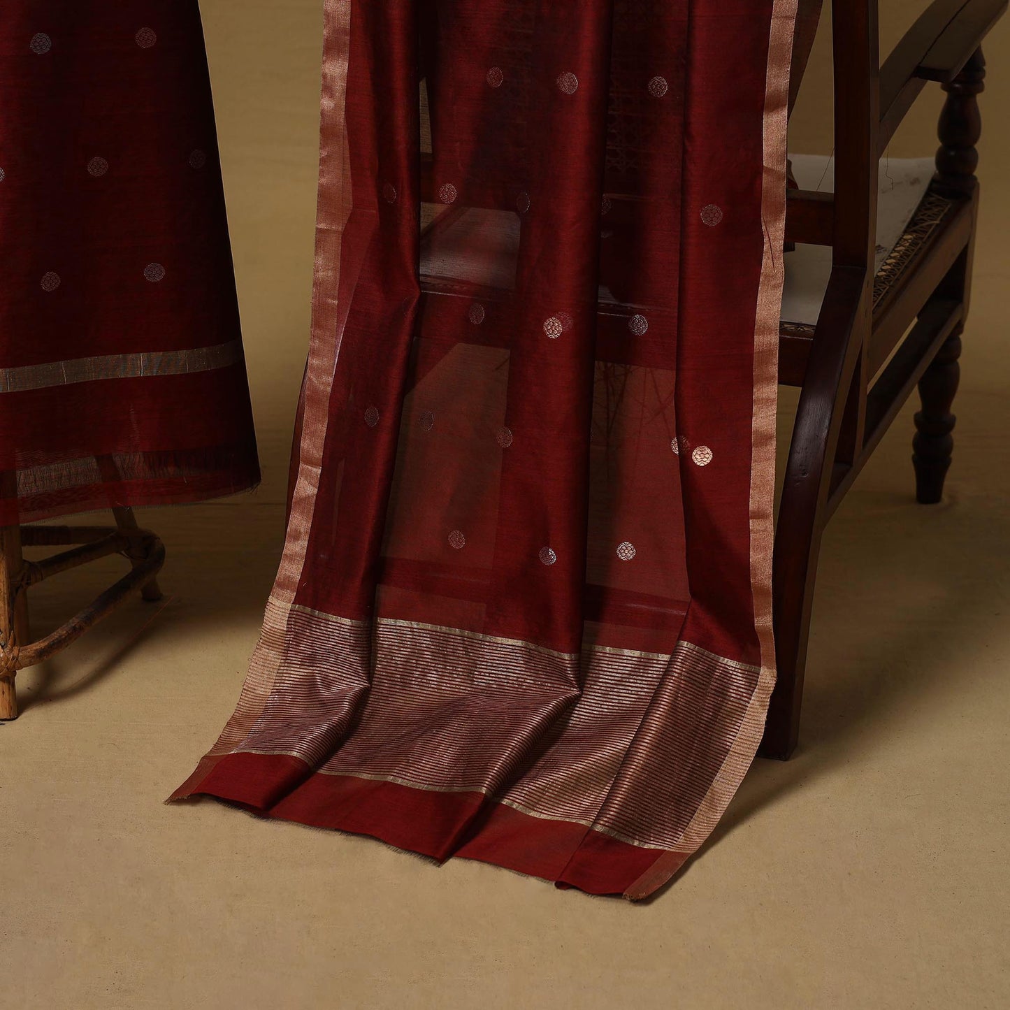 Handloom zari buti chanderi silk 2pc unstitched dress