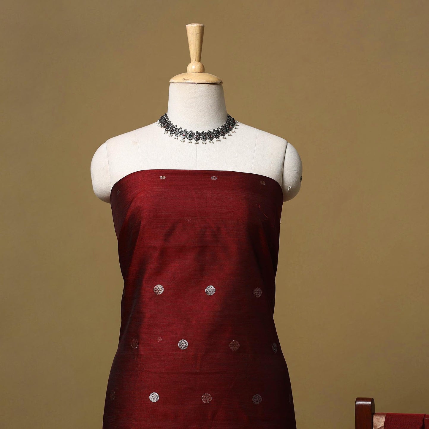 Handloom zari buti chanderi silk 2pc unstitched dress