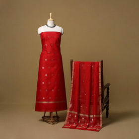 Handloom zari buti chanderi silk 2pc unstitched dress