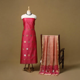 Handloom zari buti chanderi silk 2pc unstitched dress