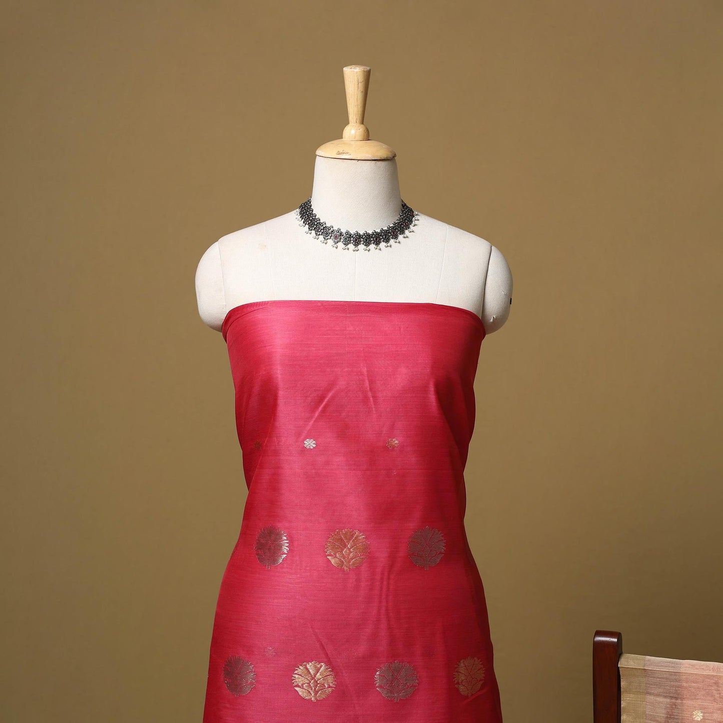 Handloom zari buti chanderi silk 2pc unstitched dress