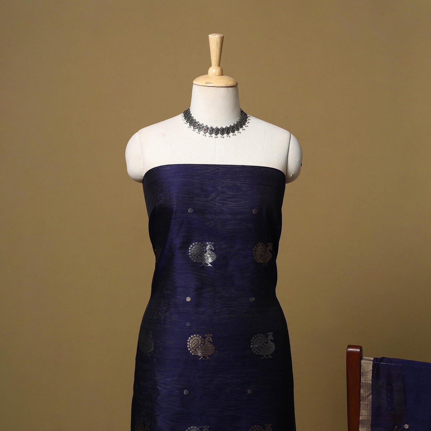 Handloom zari buti chanderi silk 2pc unstitched dress