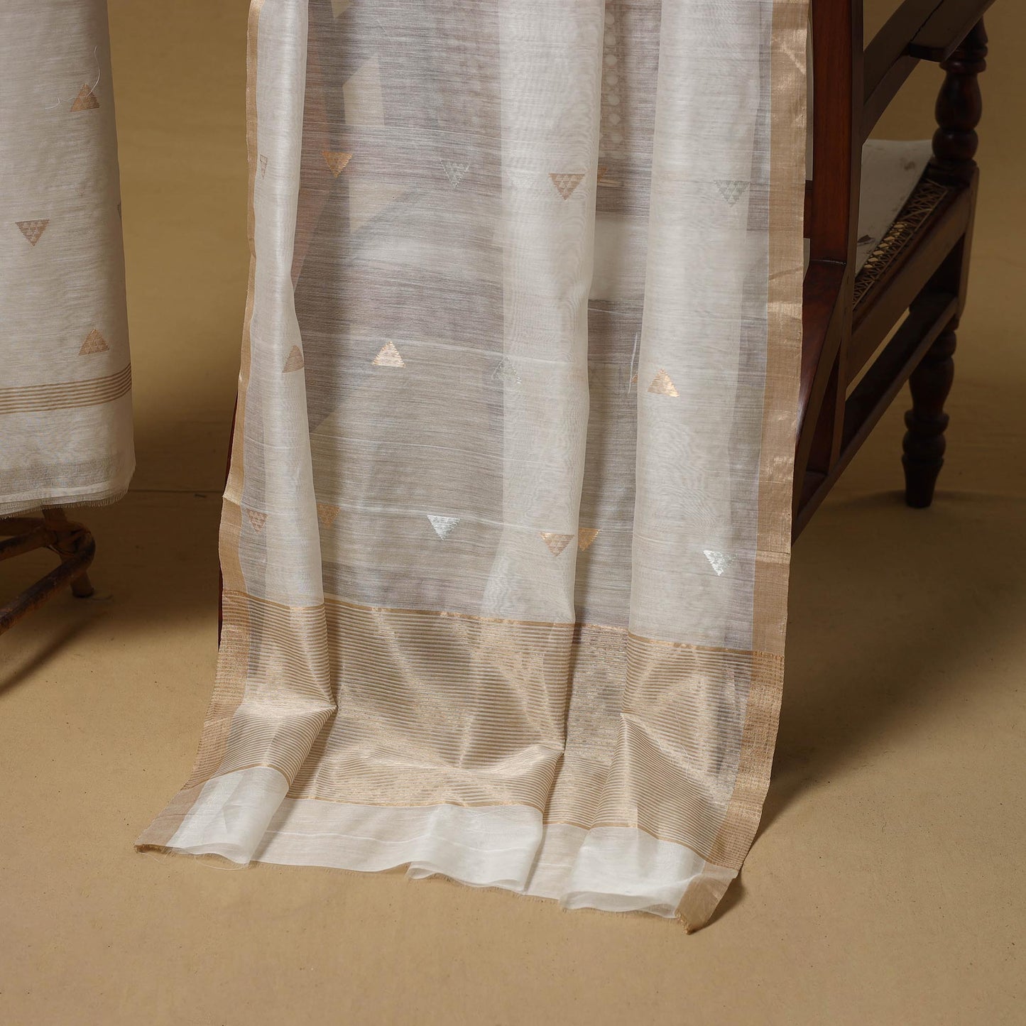 Handloom zari buti chanderi silk 2pc unstitched dress