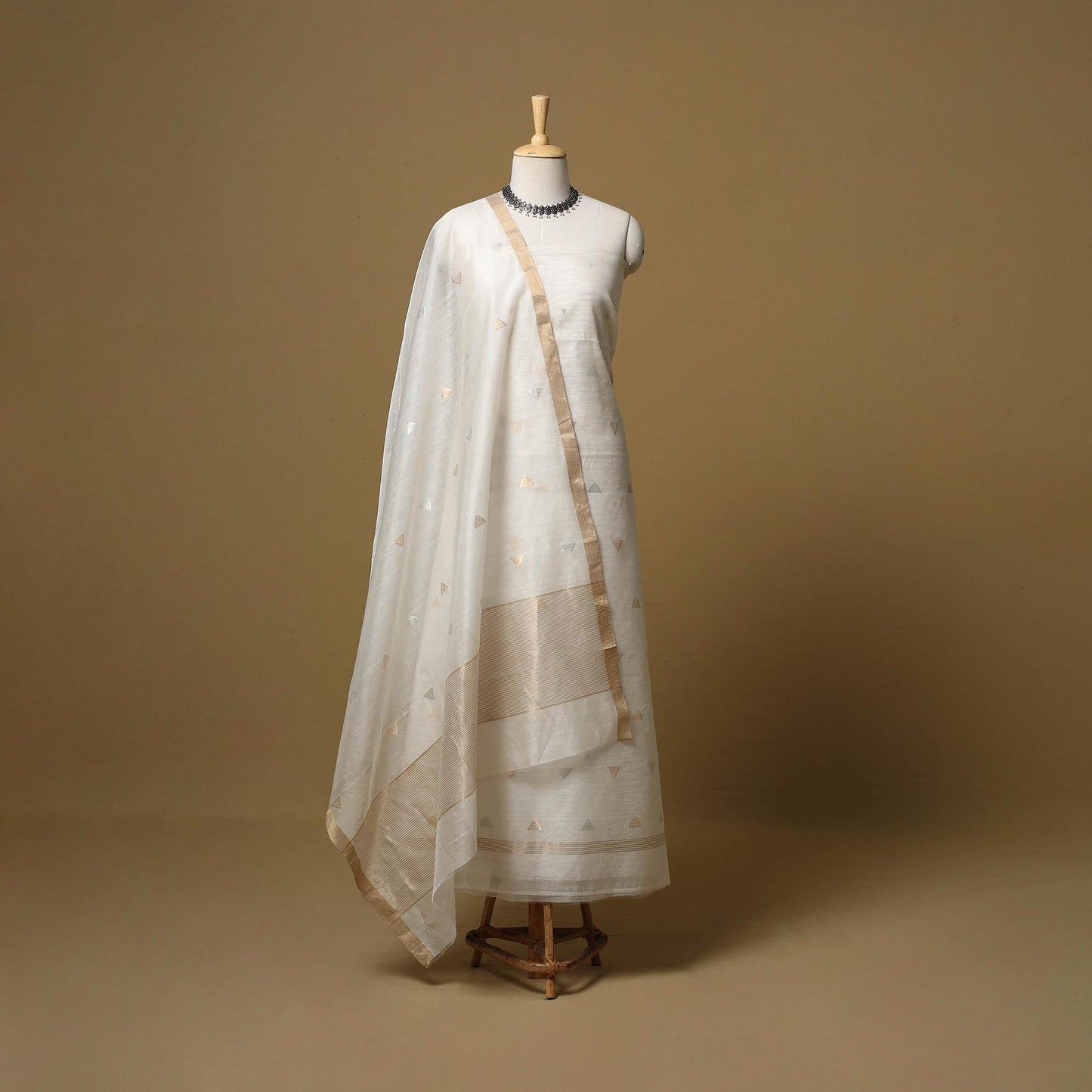 Handloom zari buti chanderi silk 2pc unstitched dress