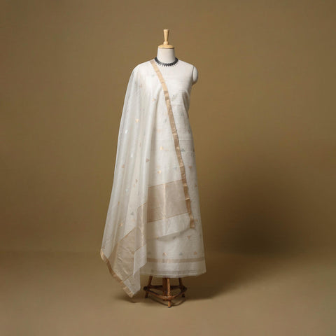 Handloom zari buti chanderi silk 2pc unstitched dress