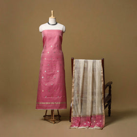 Handloom zari buti chanderi silk 2pc unstitched dress