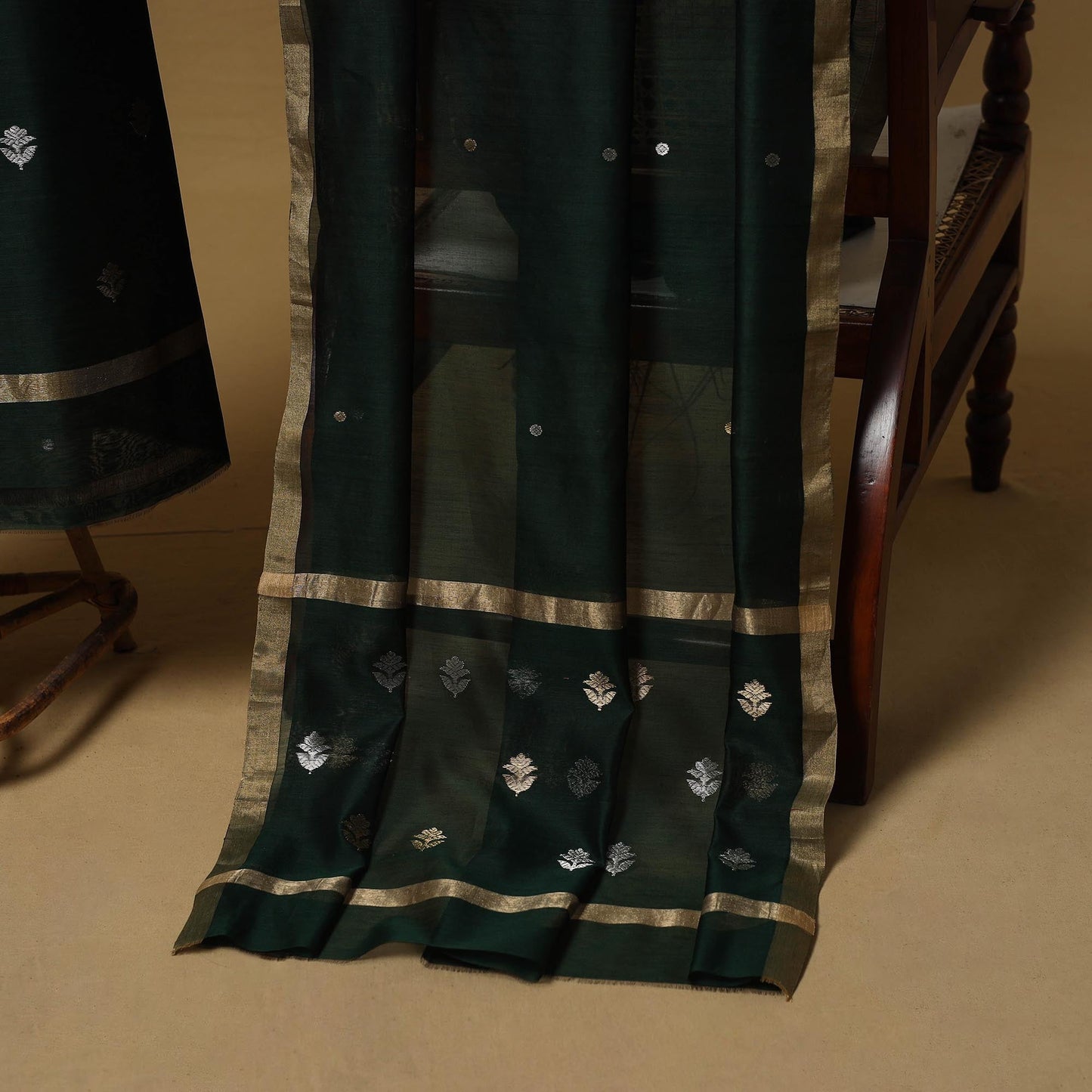 Handloom zari buti chanderi silk 2pc unstitched dress