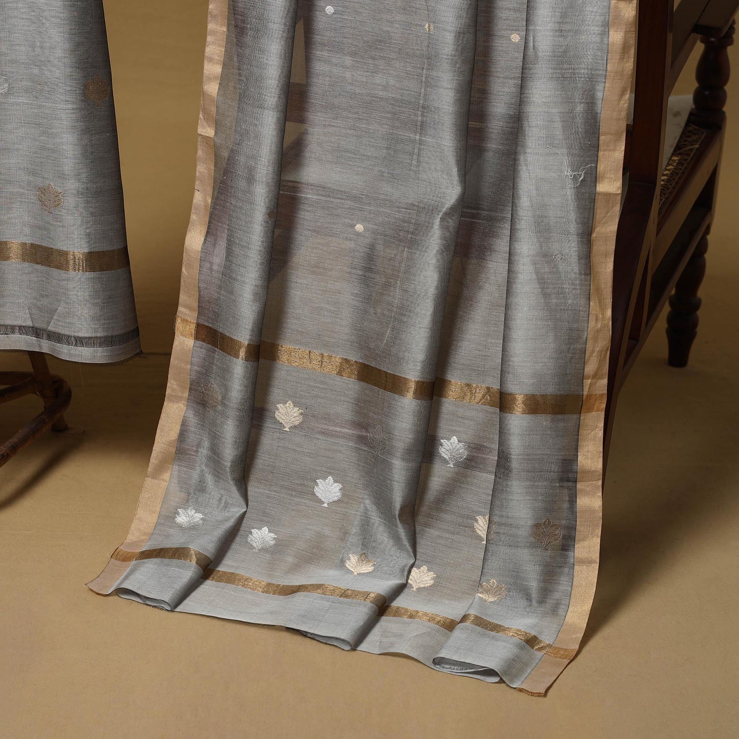 Handloom zari buti chanderi silk 2pc unstitched dress