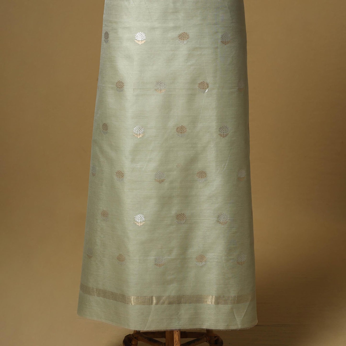 Handloom zari buti chanderi silk 2pc unstitched dress