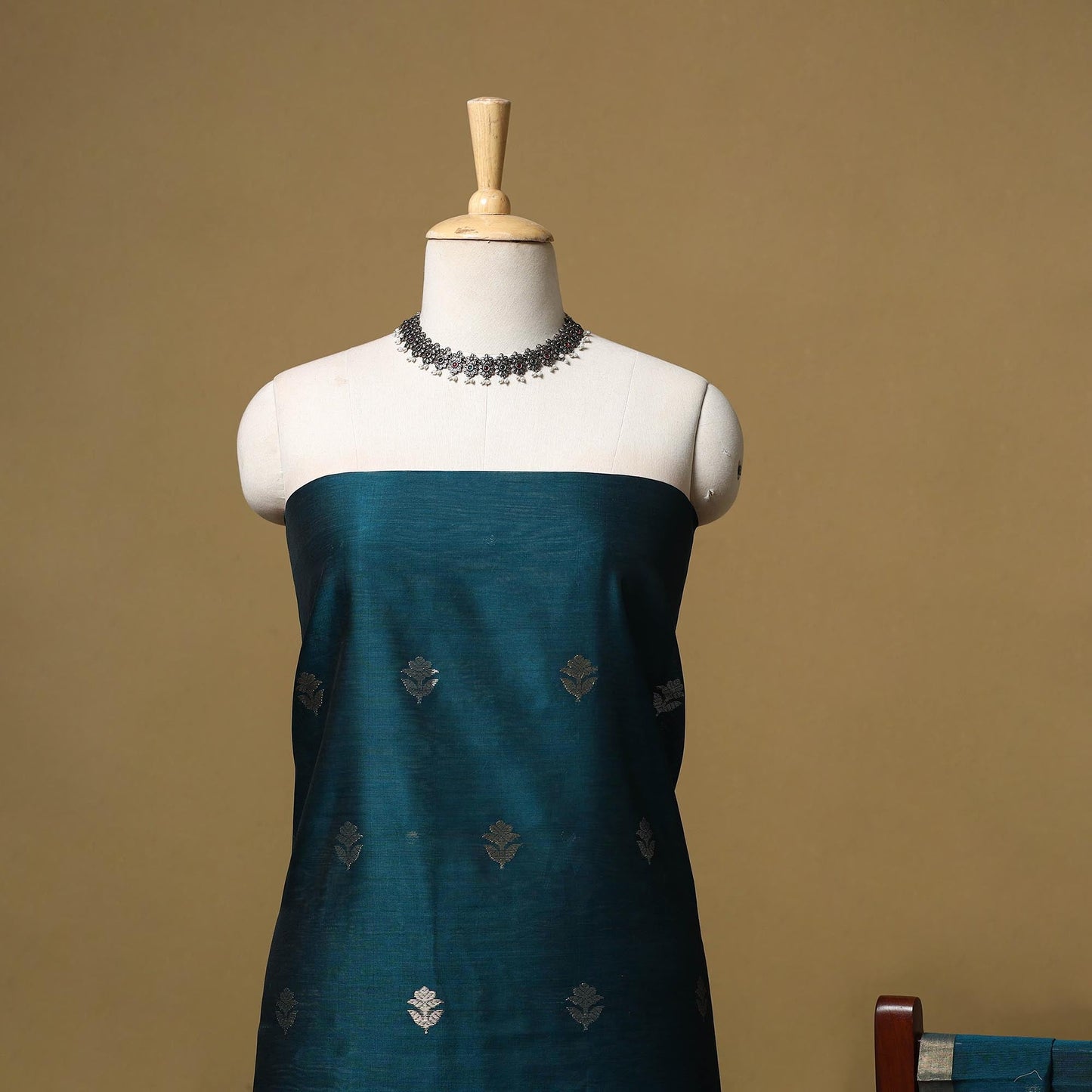 Handloom zari buti chanderi silk 2pc unstitched dress