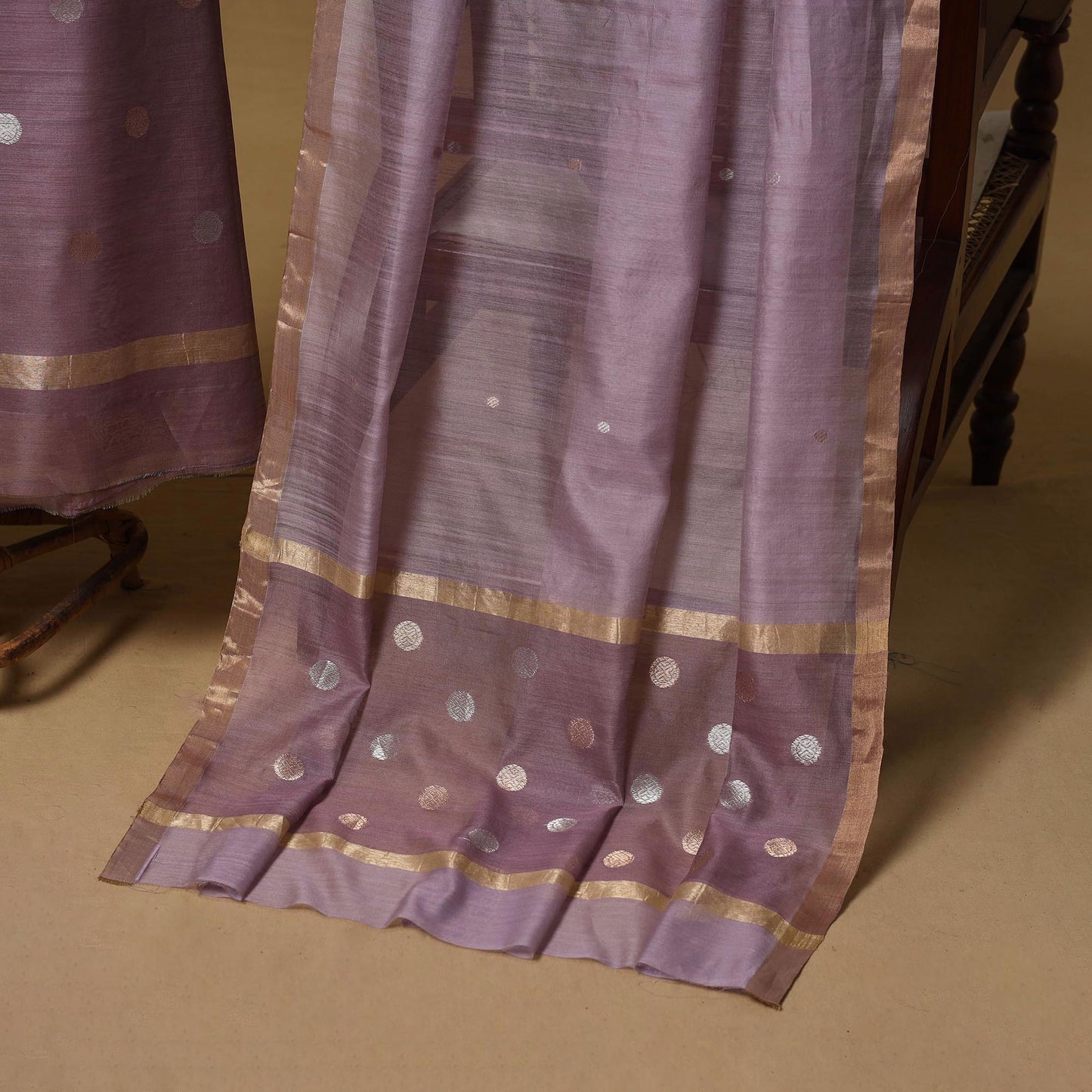 Handloom zari buti chanderi silk 2pc unstitched dress