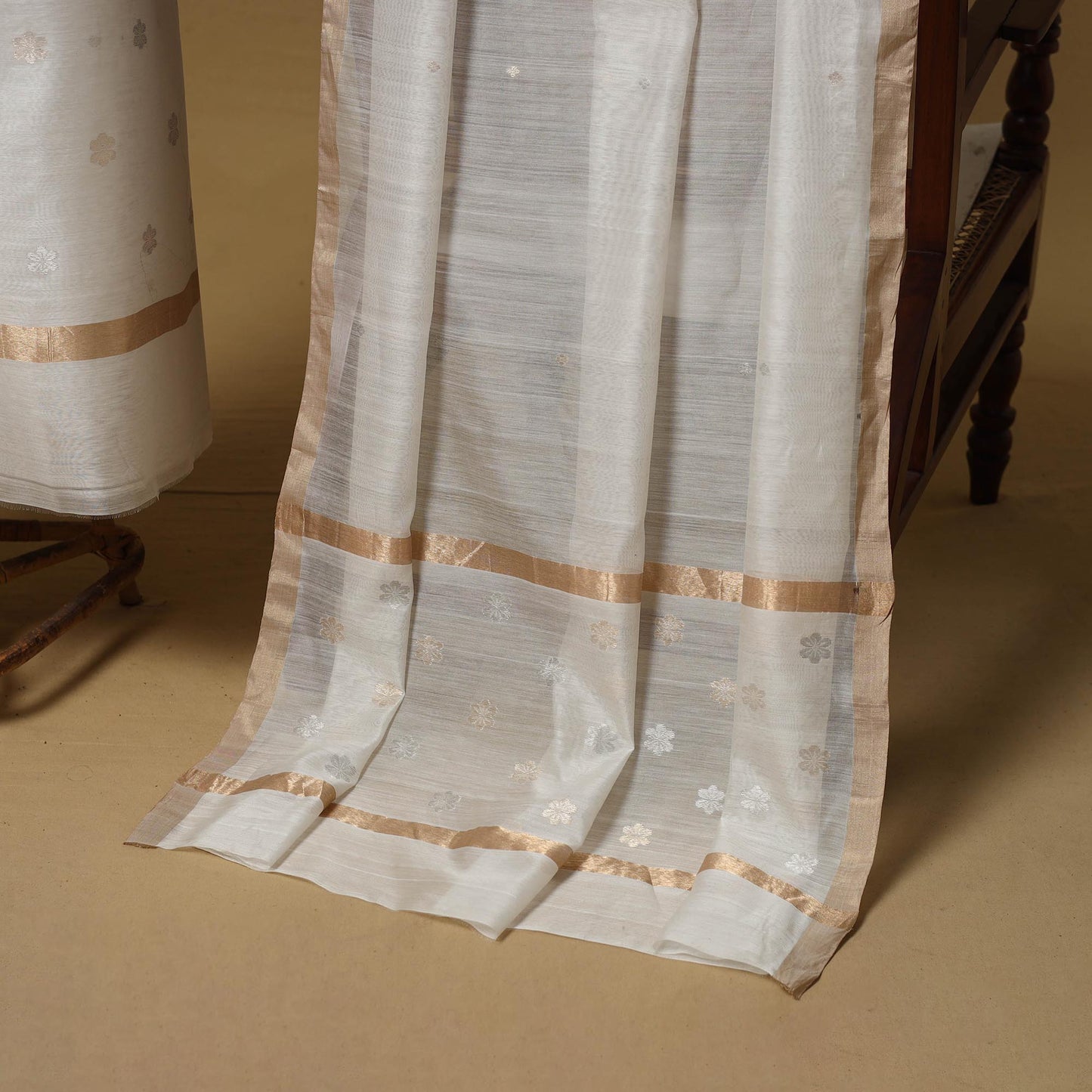 Handloom zari buti chanderi silk 2pc unstitched dress