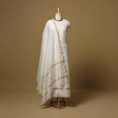 Handloom zari buti chanderi silk 2pc unstitched dress