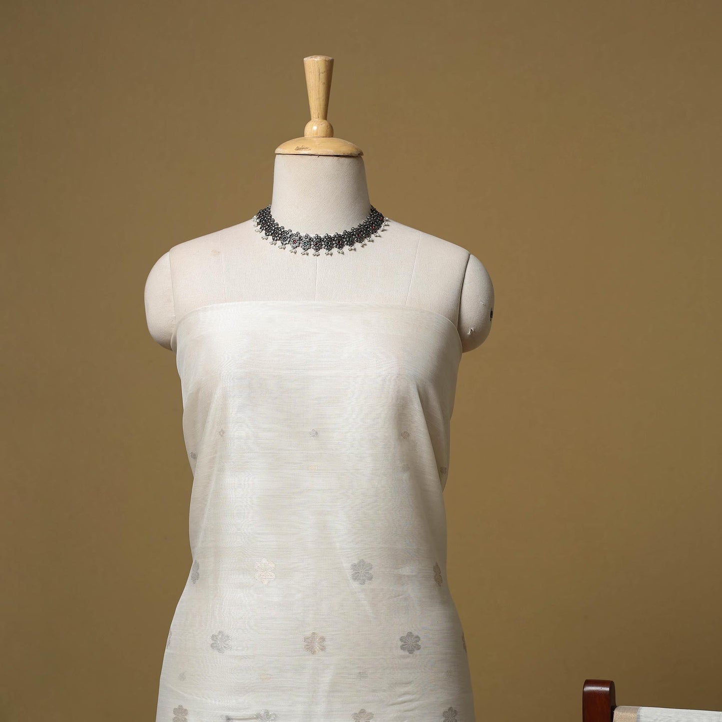 Handloom zari buti chanderi silk 2pc unstitched dress