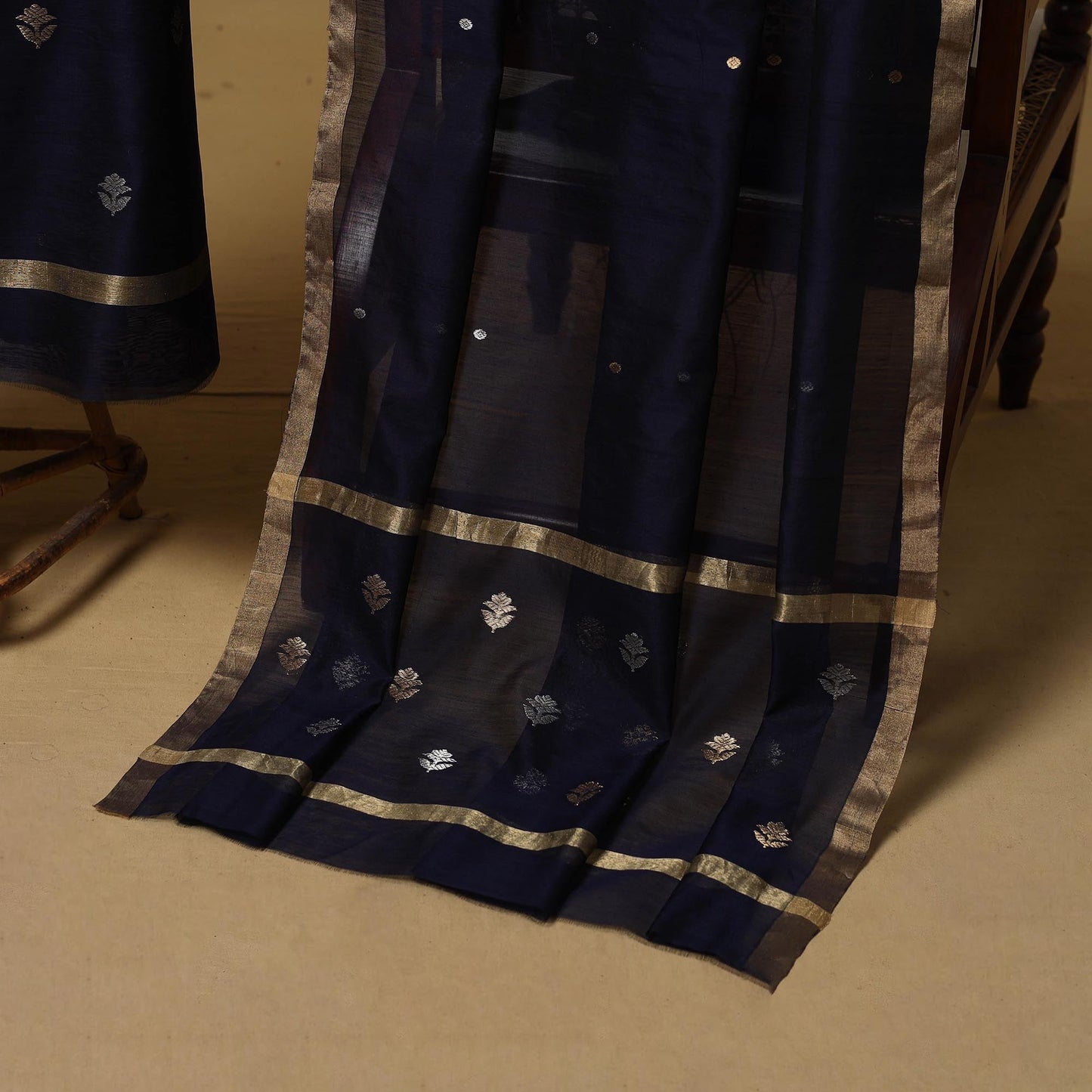 Handloom zari buti chanderi silk 2pc unstitched dress