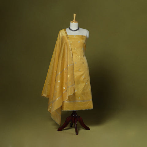 Handloom zari buti chanderi silk 2pc unstitched dress