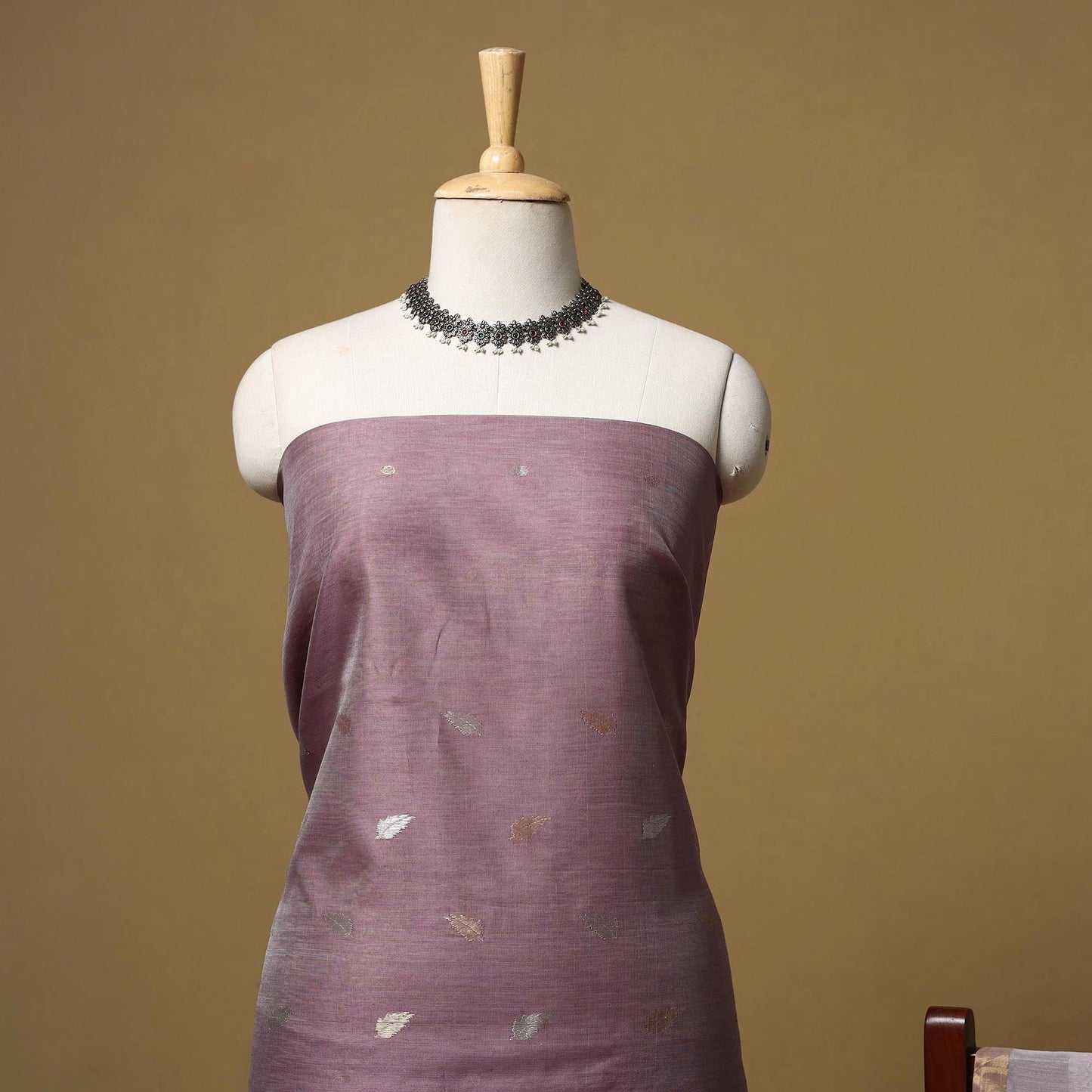 Handloom zari buti chanderi silk 2pc unstitched dress