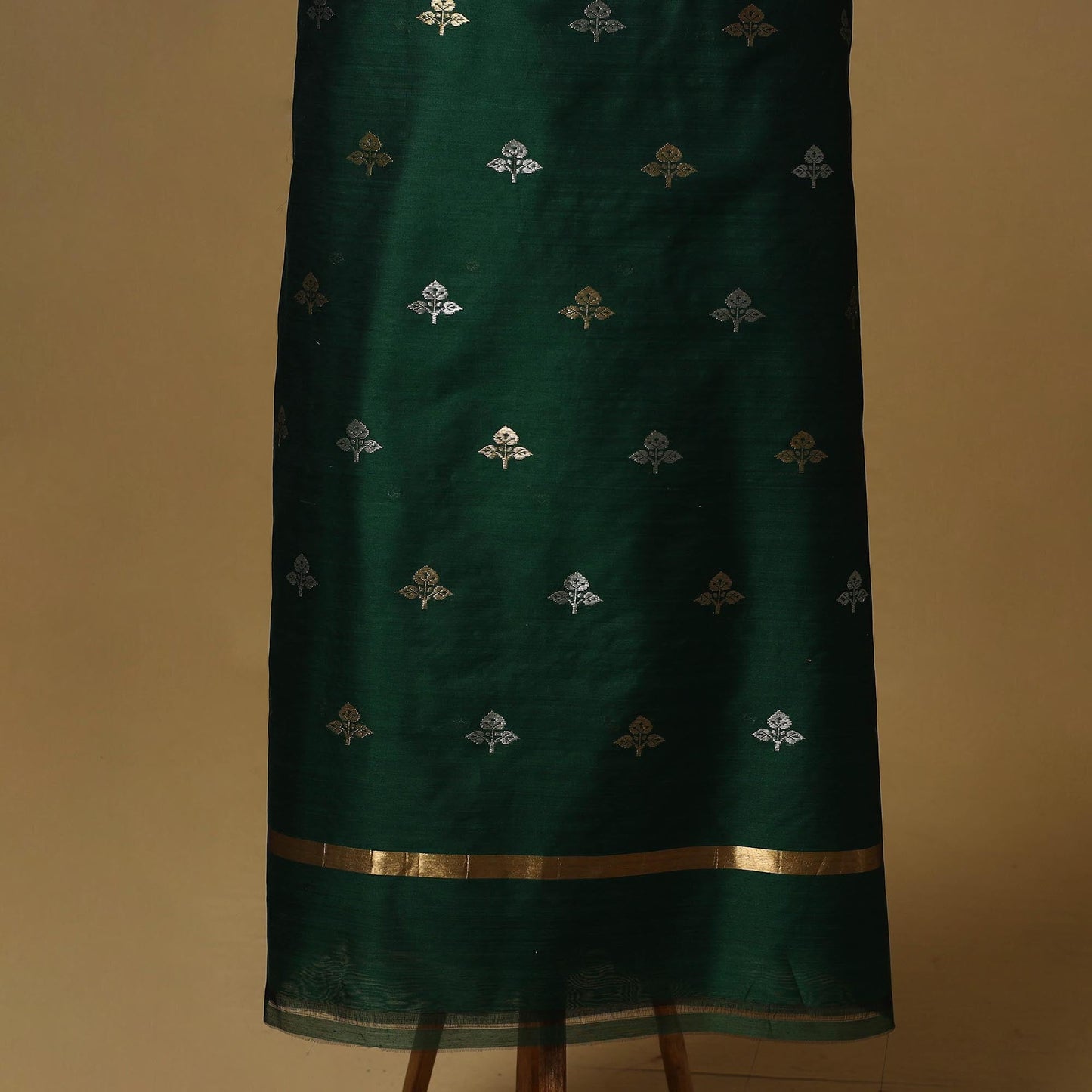 Handloom zari buti chanderi silk 2pc unstitched dress