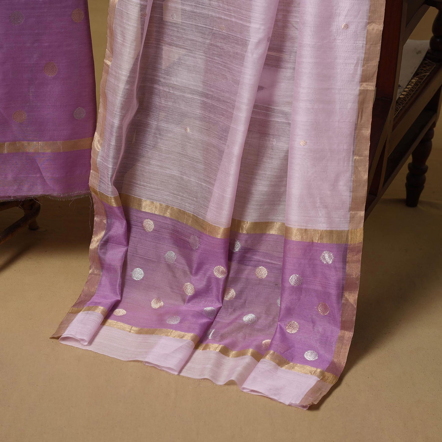 Handloom zari buti chanderi silk 2pc unstitched dress