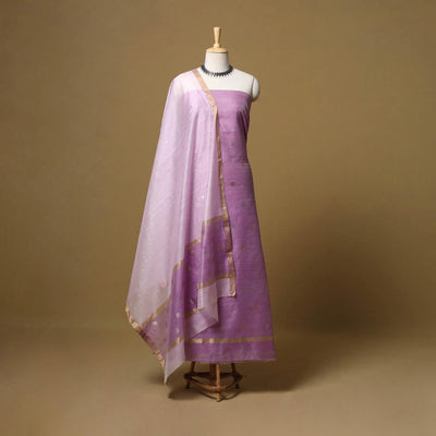 Handloom zari buti chanderi silk 2pc unstitched dress