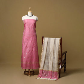 Handloom zari buti chanderi silk 2pc unstitched dress
