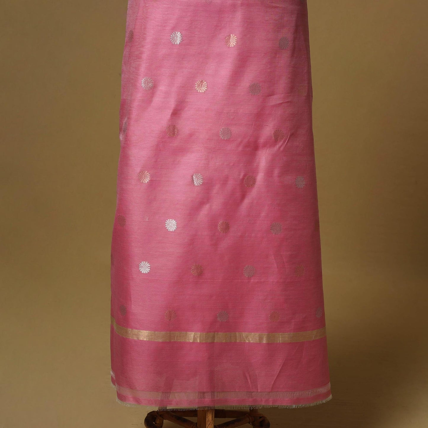 Handloom zari buti chanderi silk 2pc unstitched dress