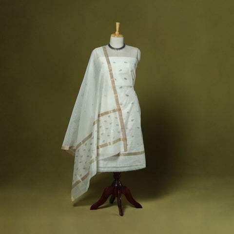 Handloom zari buti chanderi silk 2pc unstitched dress