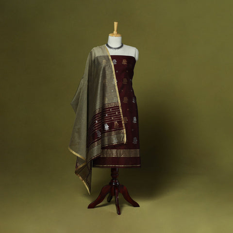 Handloom zari buti chanderi silk 2pc unstitched dress