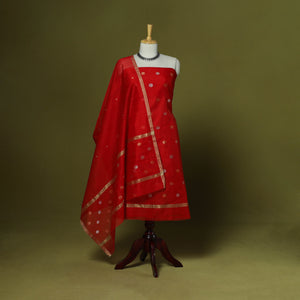 Handloom zari buti chanderi silk 2pc unstitched dress