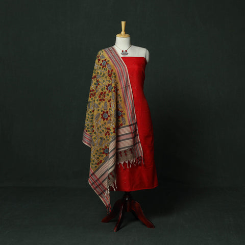 Handloom zari buti chanderi silk 2pc unstitched dress