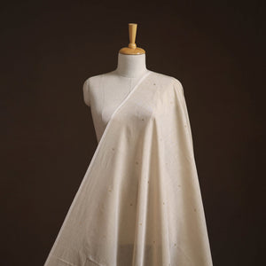 Handloom zari buti mercerised cotton chanderi fabric 06