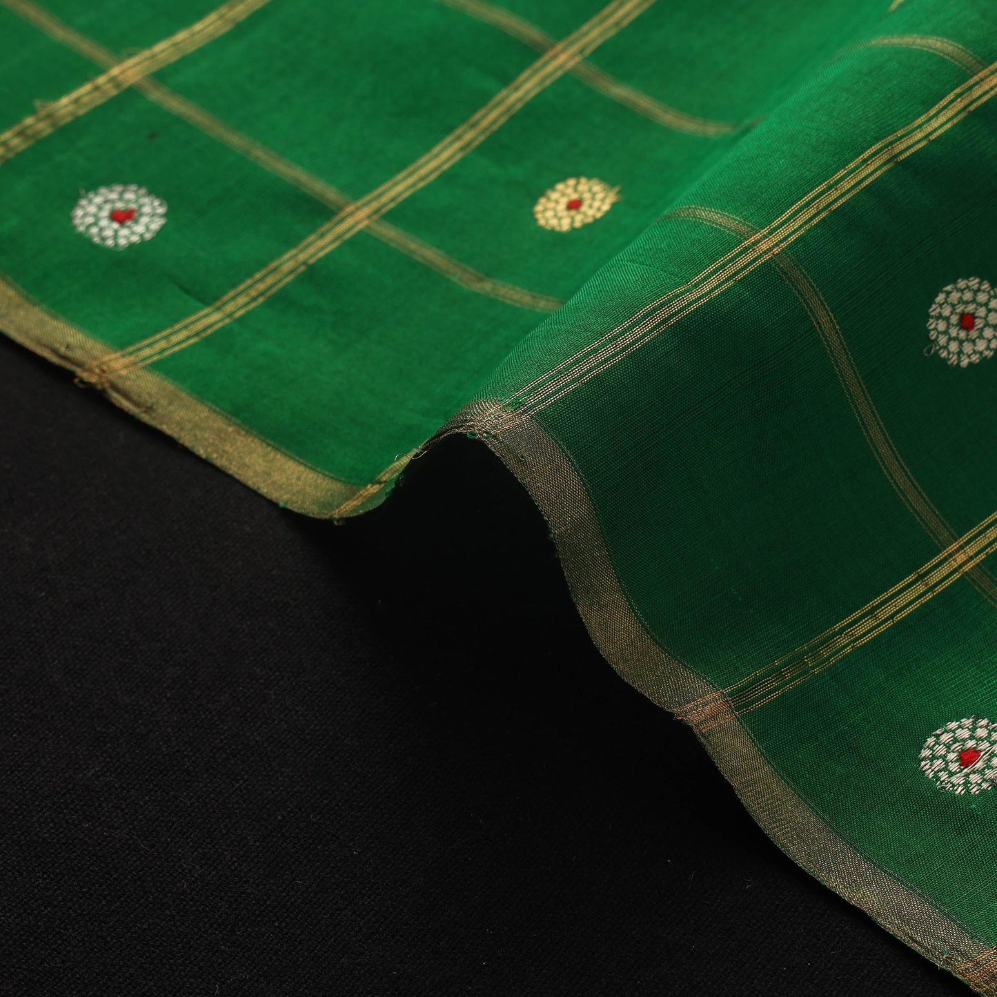 Handloom zari buti pure chanderi silk fabric 07