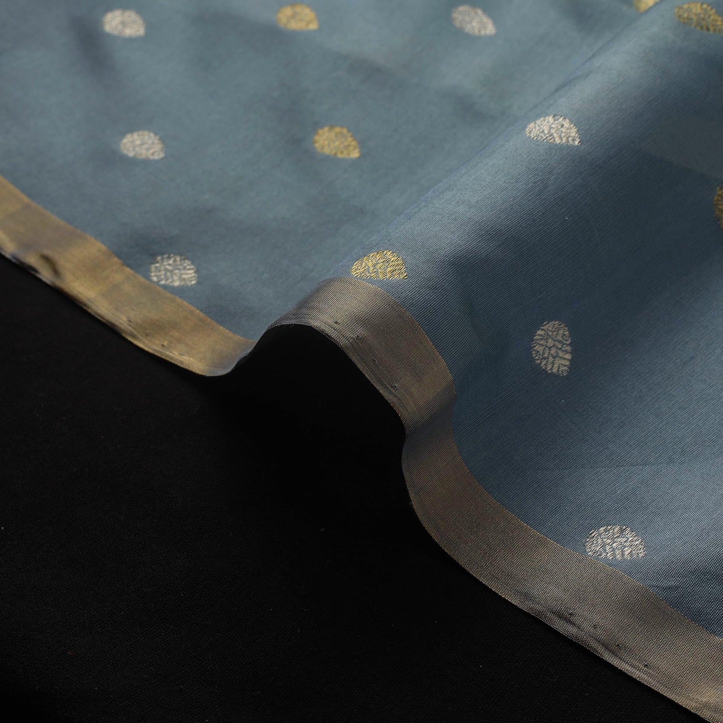 Handloom zari buti pure chanderi silk fabric 08