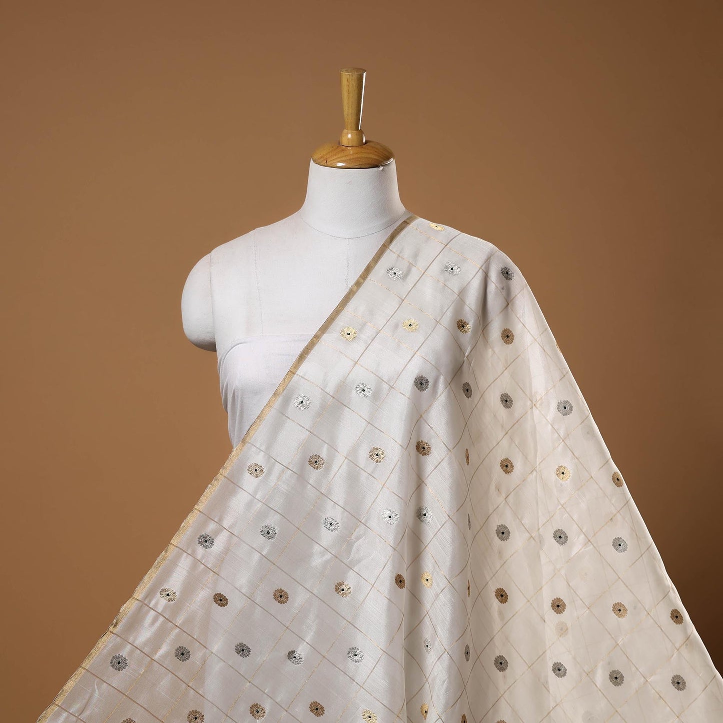 Handloom zari buti pure chanderi silk fabric 14