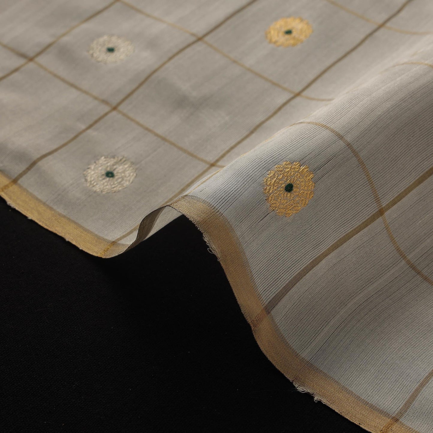 Handloom zari buti pure chanderi silk fabric 14