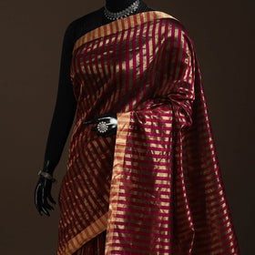 Handloom zari stripes chanderi silk saree 14 - handcrafted