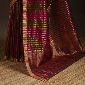 Handloom zari stripes chanderi silk saree 14 - handcrafted