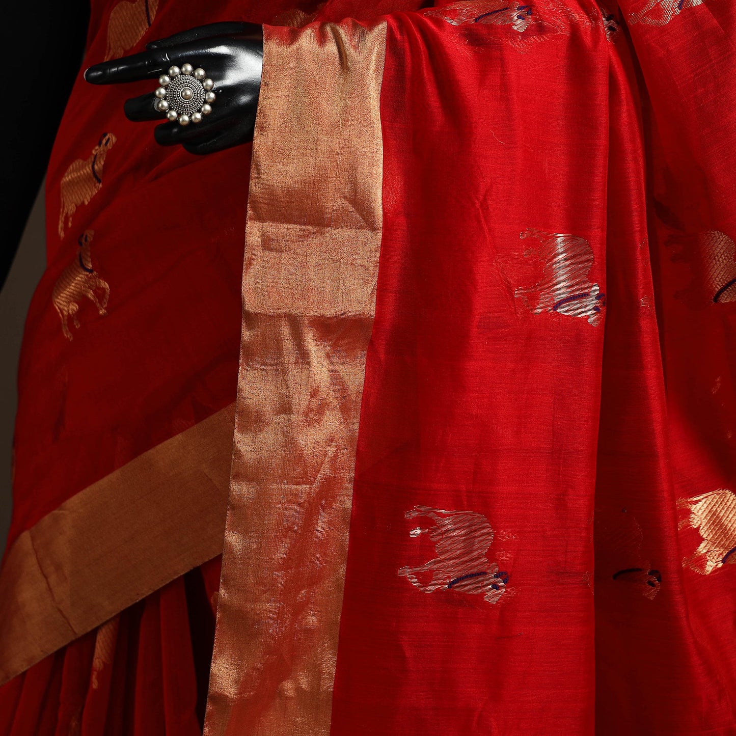 Handloom zari work chanderi silk saree 01 - handcrafted