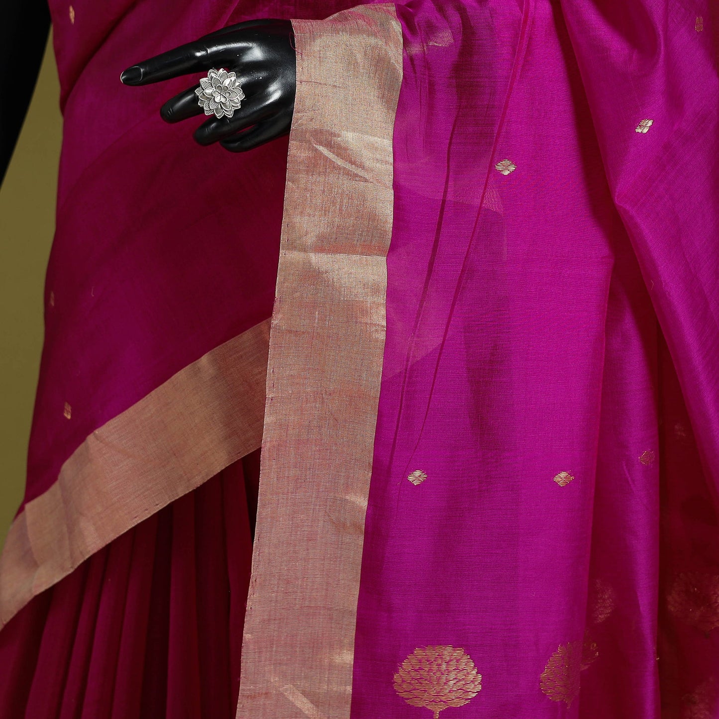 Handloom zari work chanderi silk saree 02 - handcrafted