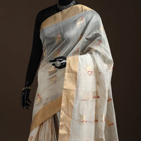Handloom zari work chanderi silk saree 02 - handcrafted