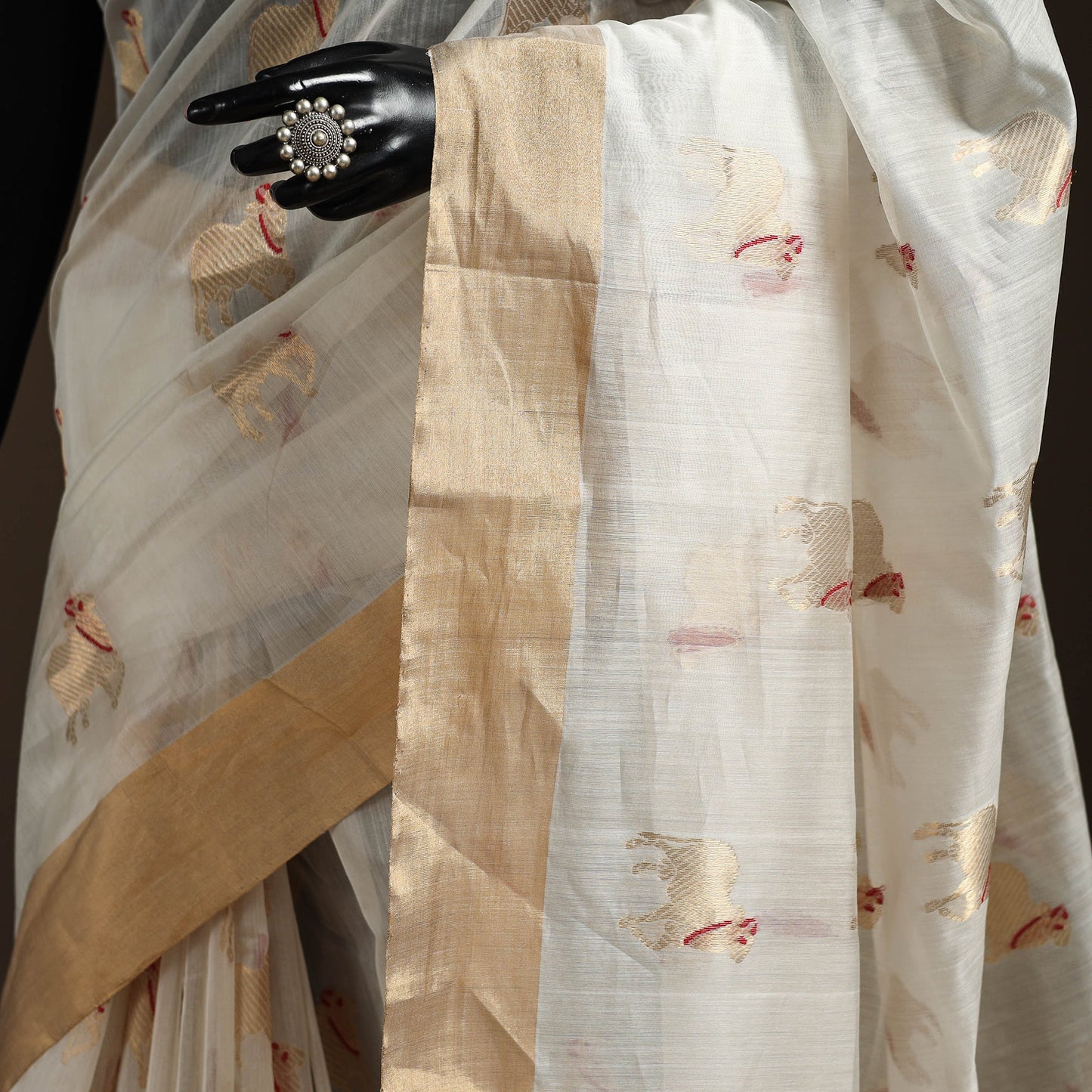 Handloom zari work chanderi silk saree 02 - handcrafted