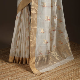 Handloom zari work chanderi silk saree 02 - handcrafted