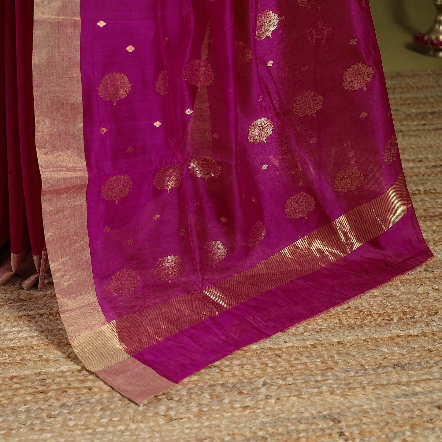 Handloom zari work chanderi silk saree 02 - handcrafted