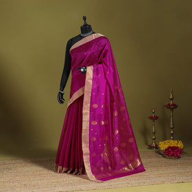 Handloom zari work chanderi silk saree 02 - handcrafted