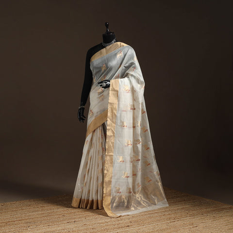 Handloom zari work chanderi silk saree 02 - handcrafted