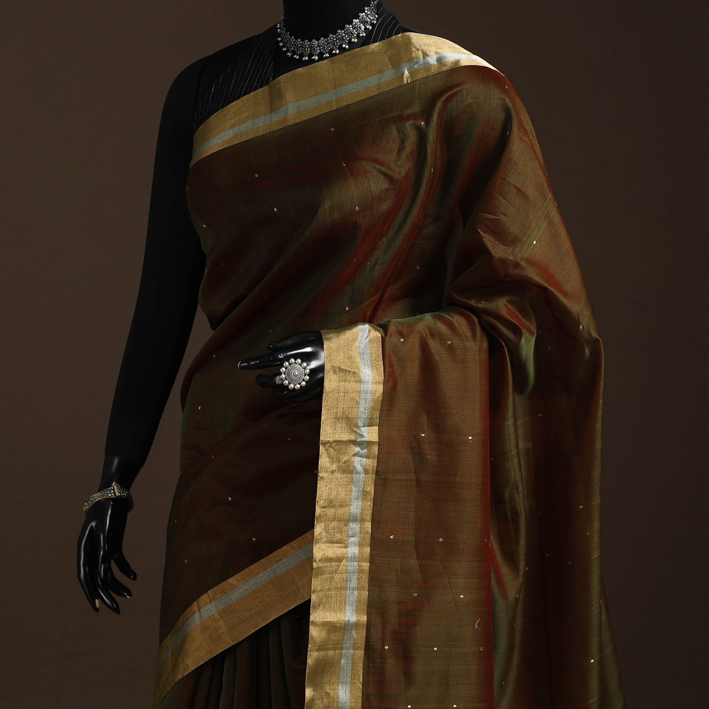 Handloom zari work chanderi silk saree 04 - handcrafted