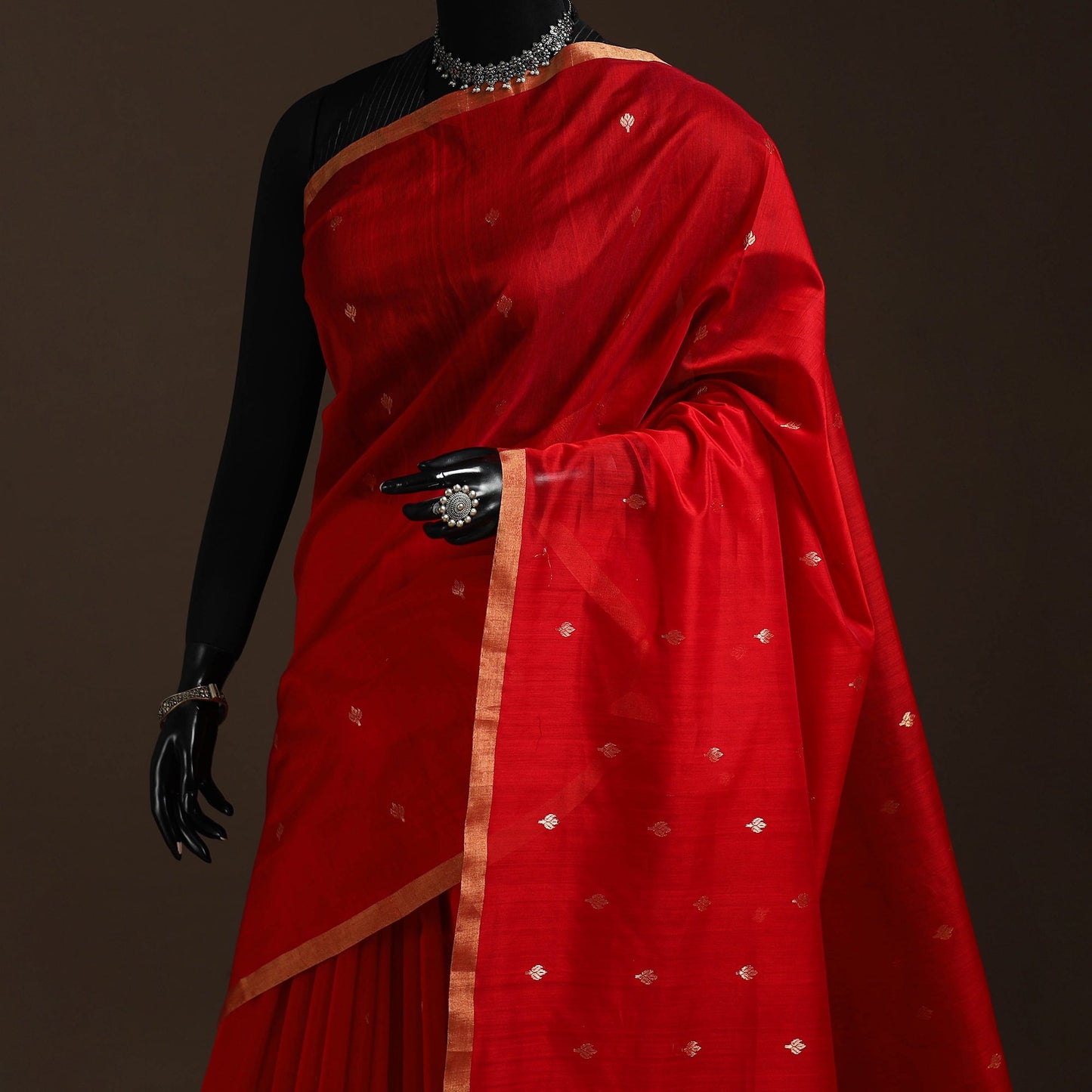 Handloom zari work chanderi silk saree 06 - handcrafted