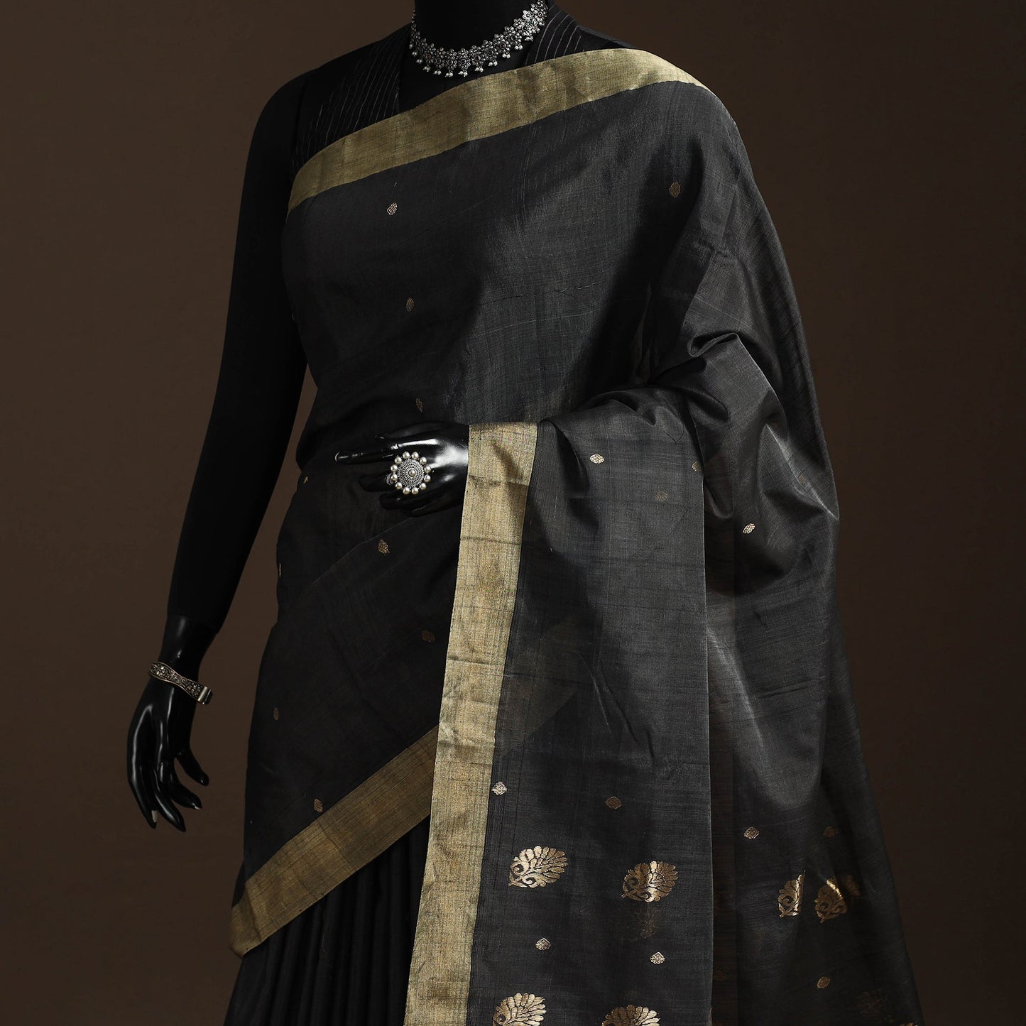 Handloom zari work chanderi silk saree 07 - handcrafted